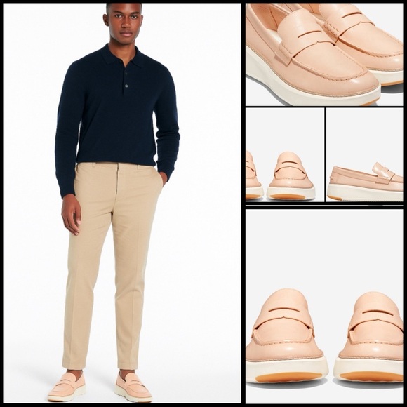 Cole Haan GrandPrø Topspin Vachetta Leather Barley Beige Ivory Penny Loafer 7M